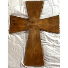 Vintage Handmade Wooden Brown Cross Religious Christian Jesus Hand Carved