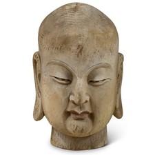US Seller - Vintage Enlightened Monk Head Chinese Wooden Sculpture