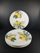 ROYAL NORFOLK DINNERWARE LEMONS FLOWERS BLUE RIM DINNER PLATES 10.5" SET 4 NEW