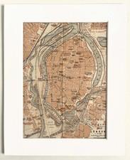 LUBECK Town City Plan GERMANY - c. 1910 Mounted Antique Map