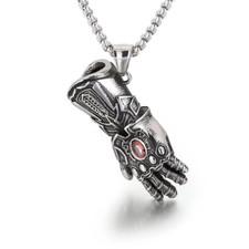 Stainless Steel Marvel Thanos Infinity Gauntlet Pendant Necklace With Box Chain