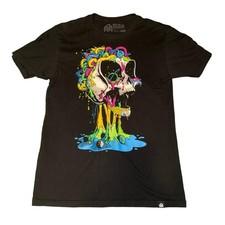 Black and multi-coloured affliction type streetwear t-shirt