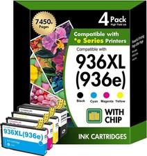936XL Ink Cartridges Combo Pack Black Cyan Magenta Yellow for HP 4 Pack