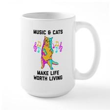 CafePress Music & Cats Make Life Wo 15 Oz Ceramic Large Mug (99980395)