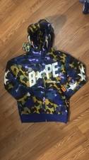 A Bathing Ape Camouflage Shark Graphic Full Zip Hooded Hoodie for Men