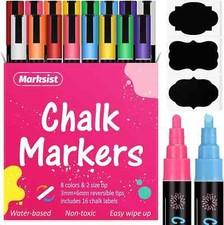 16 Liquid Chalk Markers 8 colors 16 labels erasable non-toxic water-based