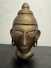 Buddha Head Statue Bronze Finish Resin India Decor 10.5"