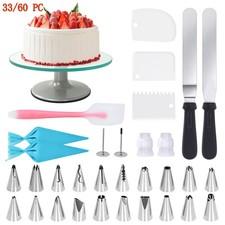 Aluminum Cake Turntable Set 33/60pc with 12" Revolving Stand for Cake Decorating