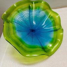 Handmade Blown Glass Wall Decor Art - Unique Artisan Hanging Plate 12-inch