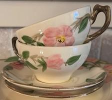 FRANCISCAN Desert Rose Set of 2 Tea Cups & Saucers TV Back Stamp USA