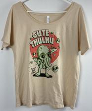Cute Cthulhu Graphic Tee Bella Canvas Beige Shirt Women’s Small Made in USA