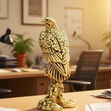 2PCS Brass Eagle Ornaments Carved Mini Animal Figurine Statues Home Bronze Decor