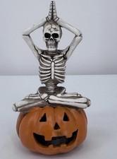 Halloween Skeleton Yoga Pumpkin Figurine Small Jack O Lantern Decor Light Up