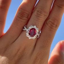 4.60 Ct Real Natural Ruby Diamond Engagement Beautiful Ring 14K Solid White Gold