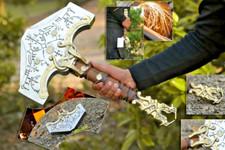 Handmade God of War Ragnarok Jotnar Edition Thor 16" Mjolnir Metal Hammer & Wood