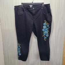 Martha Stewart Skinny Embroidered 5 Pocket Ankle Jeans 28WP 
