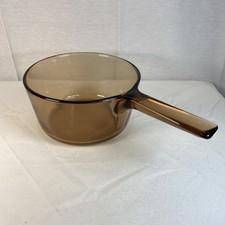 Vintage Vision Corning USA 1.5L Amber Glass Sauce Pan W Cookware Pot No Lid