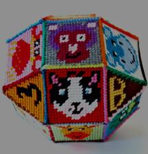 NEEDLEPOINT KIT DIY 26 SIDED BLOCK SHAPE YARN CANVAS INSTRUCTIONS ALL INCLUDED
