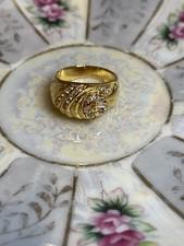 Nadri 18K Gold Plated CZ Cluster Floral Design Cocktail Ring Size 8.5