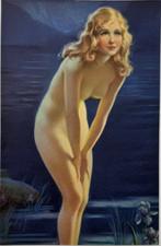 Vintage Original 1930 Mabel Rollins Harris Art Deco Pin-Up Print, September Morn