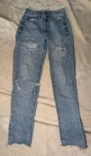 Garage Denim Distressed Mom Jeans - Light Wash High Rise 
