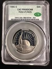 1986-S Statue of Liberty Commemorative 50C CAC PR68DCAM Half Dollar