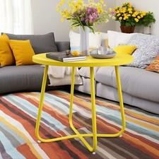 Patio Outdoor Side Tables Small Round Metal End Table Portable Garden Indoor