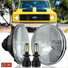 For 1975-1980 Chevy K10 K20 K5 Blazer 2X 7" Round LED Headlights Black Hi/Lo Bea