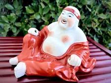 Chinese Laughing Buddha Statue Budai Hotei 7"H Good Luck Happiness Health Gift