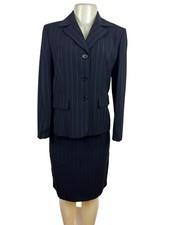 Kasper Classic Womens Pinstripe Black Skirt Suit Set Size 6p