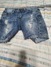 Machine Nouvelle Mode Short Shorts Womens Size 26 Blue Distressed Denim