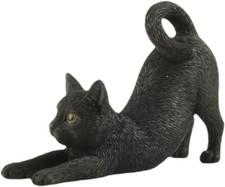 3 inch Black Cat Stretching Hand Painted Figurine Cat Lover Gifts