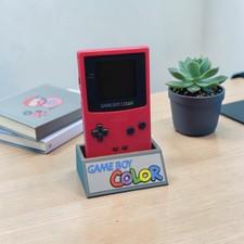 Game Boy Color Console Display Stand Dock Holder Gray 3D Printed GBC Desk Mount