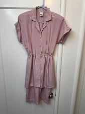 Vintage 90's Sandy Sandy Red White Striped button front dress 7/8 Made In USA