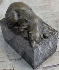 Signed Original Milo Polar Bear Bronze Sculpture Marble Base Figurine Figure