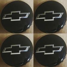 4 Chevrolet Center Caps 3.25” 83mm Black With Silver Texture Blk Bowtie 22837060