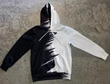 Sanatty Black & White Graphic Hoodie Sweatshirt Size S/M