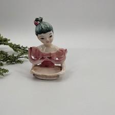 Lady Bust Jewelry Trinket Dish White Porcelain Hand Painted