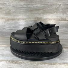 Dr. Martens Women's Voss Quad Platform Black Leather Sandals Size 7