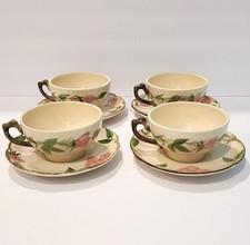 Vintage FRANCISCAN DESERT ROSE Hand Painted Earthenware Lot (4) Cups & Saucers