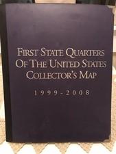 FIRST STATE QUARTERS OF THE USA COLLECTORS MAP 1999-2008 WITH 21 QUARTERS