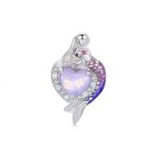 SOLID Sterling Silver Sparkling Mermaid Heart Oceanic Charm by YOUnique Designs