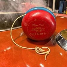 Vintage 1956 Chevrolet Promo Yo-Yo “The ’56 Has Got It!” Red/Blue Wood