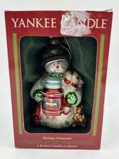 Blown Glass Snowman Christmas Ornament Yankee Candle Christopher Snowbrite 5"
