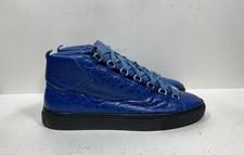 Balenciaga Arena High Top Sneakers Blue Leather Lace Up Black Sole Mens 10 US 43