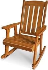 Heavy Duty Wooden Patio Rocking Chair, 600 LBS Capacity, Solid Fir Wood, Brown