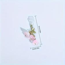 1PC Cute Pink Lily Of The Valley Phone Charm Flower Green Leaf Dust Plug