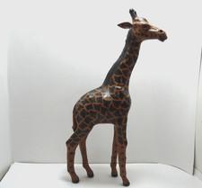 Vintage Leather Wrapped Giraffe Large Statue Decor Figure 17.5” Tall