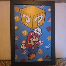 Super Mario Bros Mario Power Up "?" Nintendo Wall Decor Art Print 13x19" Framed