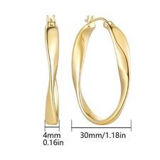 14K 25/30MM Gold Hoop Earrings for Women Large Earring Thick Hoop Twisted Wave